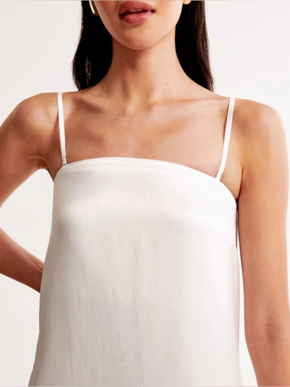 Abercrombie & Fitch Strapless trapeze maxi dress in white size small petite